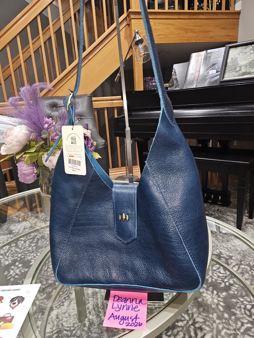 Portland Leather Flora Shoulder Bag - Caspian Blue BNNU NWOT